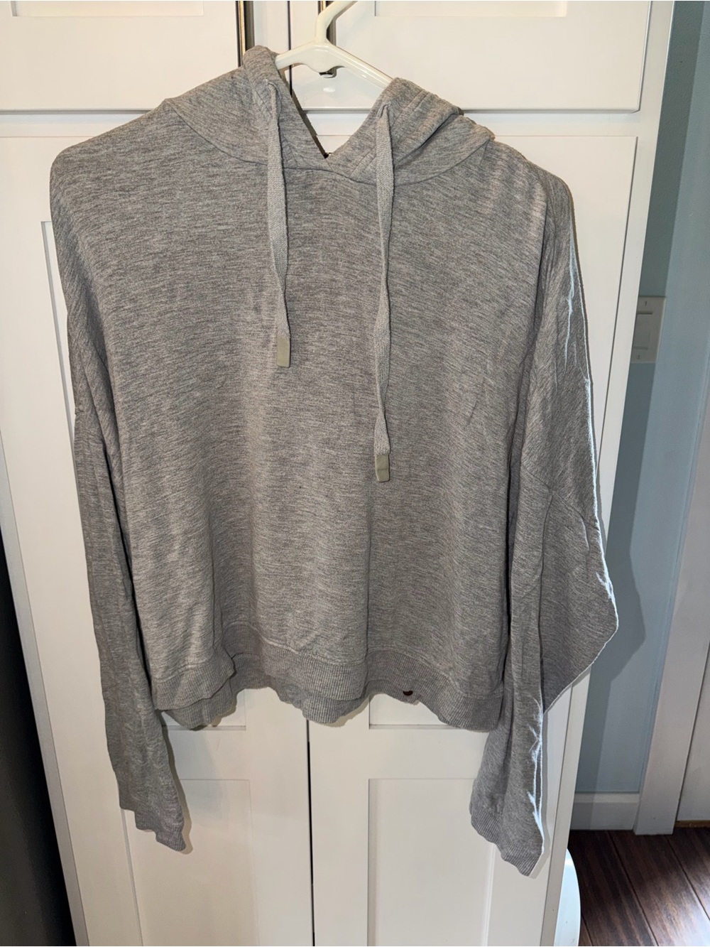 Z Supply Light Gray Crop Hooded Pullover Sweatshirt